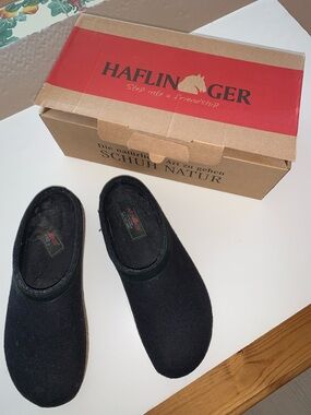 Haflinger Black Wool Slip-On Clogs